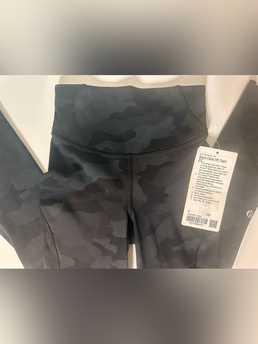 Lululemon Base Pace HR Tight 25” Black Camo Leggings NWT Size 0 - Picture 4 of 7